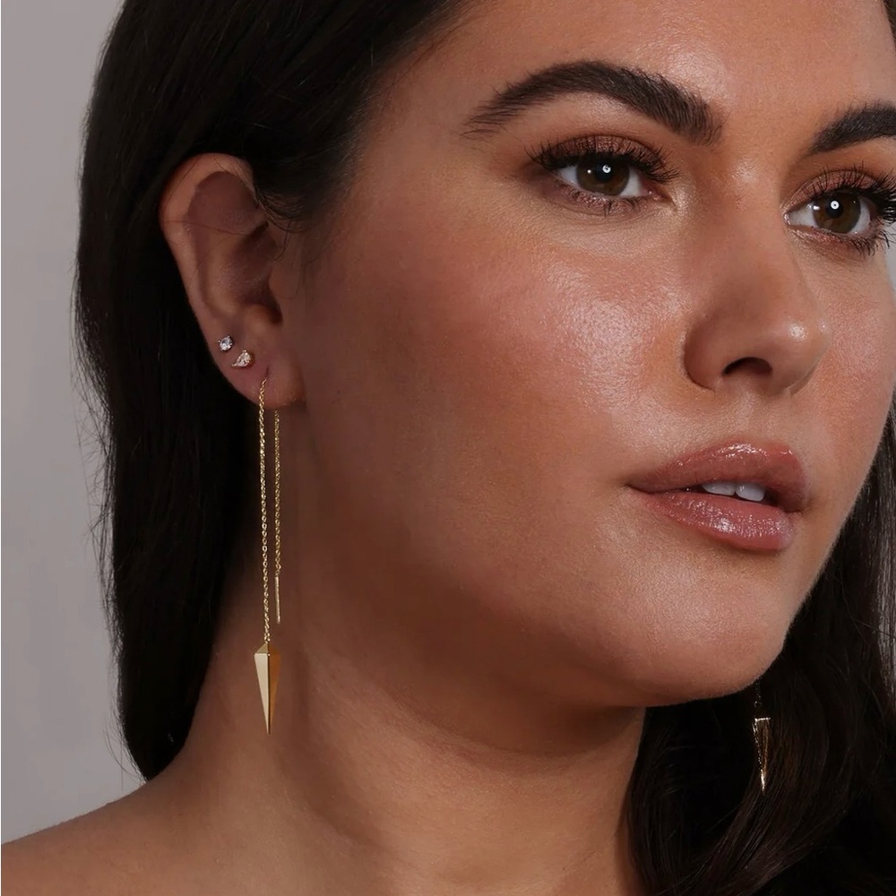 Melinda Maria Gabriella Smooth Threader Earrings Gold